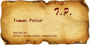 Toman Petur névjegykártya